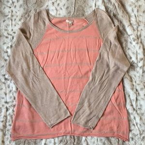 Sonoma coral and tan striped sweater
